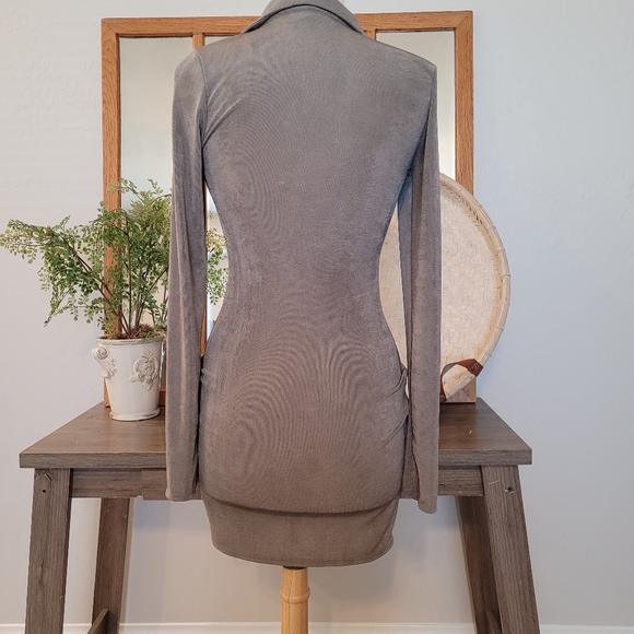 New Peach Love Grey Mini Dress with ruching - Picture 5 of 5